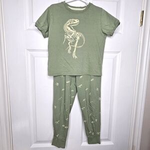 Dinosaur Pajamas Pajama Set 2-Piece  Graphic Green Kids Boy's Size S 6